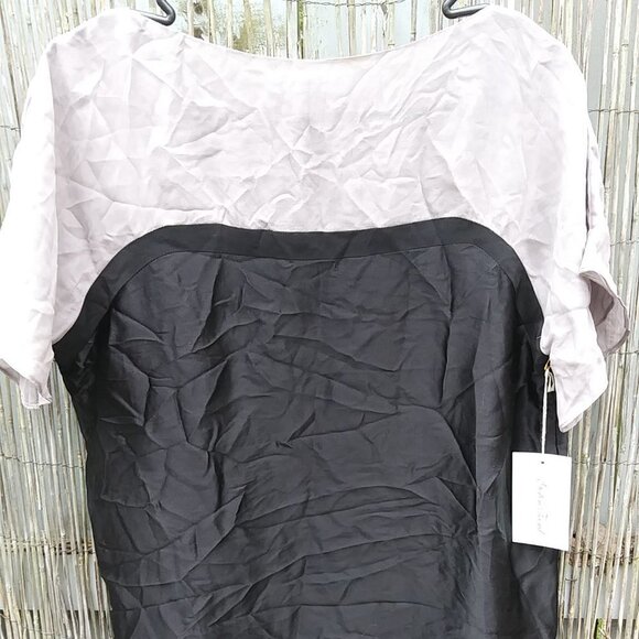 Geren Ford Black & Tan Silk Blouse - L NWT - Picture 1 of 13
